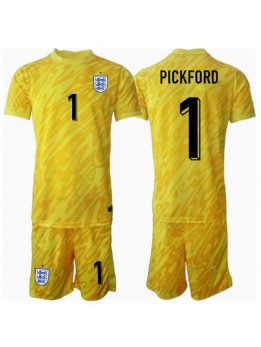 England Jordan Pickford #1 Målvakt Replika Borta Kläder Barn EM 2024 Kortärmad (+ byxor)
